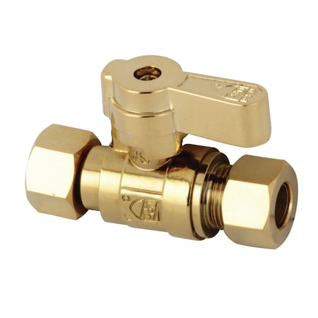 Kingston Brass KF3330PB 3/8" Swivel X 3/8" OD Comp Straight Stop Valve, Polished Brass KF3330PB